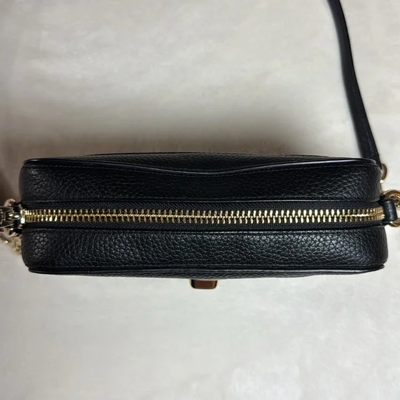 Coach Turn Lock Black Pebbled Leather Crossbody Shoulder Camera Bag - Picture 12 of 17